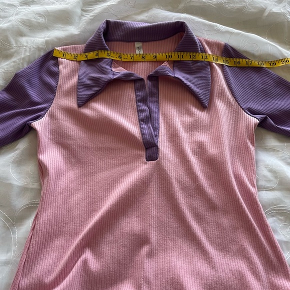 GoodTime USA 2-Piece XL Pink/Lavender Ribbed Collared w/Flared Bottoms Jump Suit - Picture 3 of 16